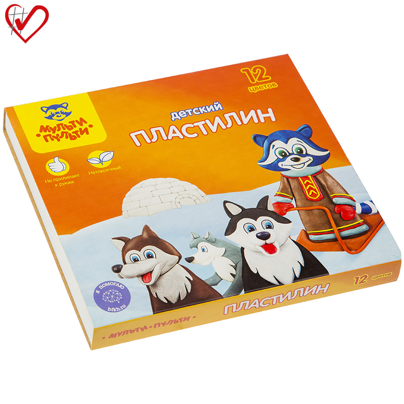 Пластилин Мульти-Пульти &quot;Енот на Аляске&quot;, 12 цветов, 180г, со стеком, картон 236489/ДП_10235
