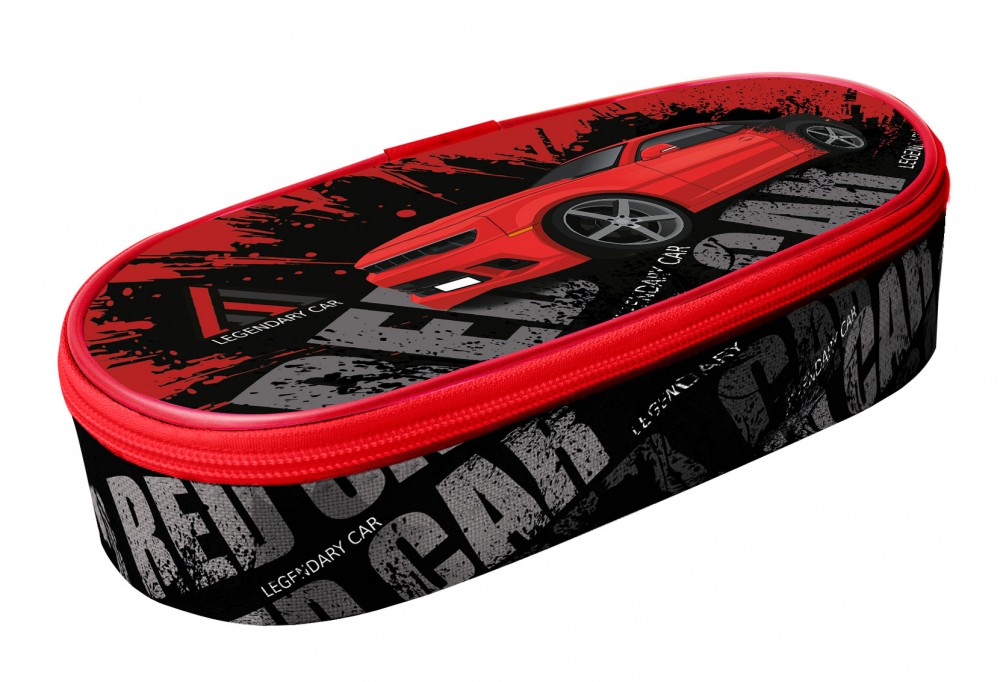 Пенал-косметичка, жесткий, объемный с дизайном, внутренняя планка, печать на ткани 210/85/50  (К-62, RED CAR 2023) 00-00016557 00-00017662