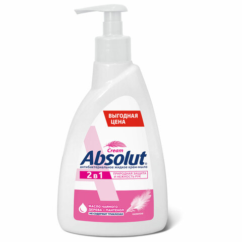 Мыло-крем жидкое 500 г ABSOLUT &quot;Нежное 2 в 1&quot;,  антибактериальное пантенол, дозатор, 5213 608732