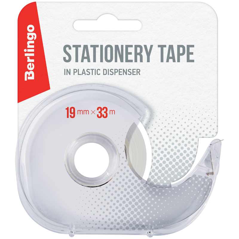 Клейкая лента 19 мм*33 м прозрачная FSk_19331, в пластиковом диспенсере, европодвес, 143859