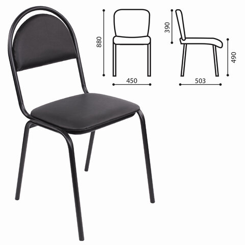 Стул для посетителей РС00М, черный каркас, кожзам черный 531890