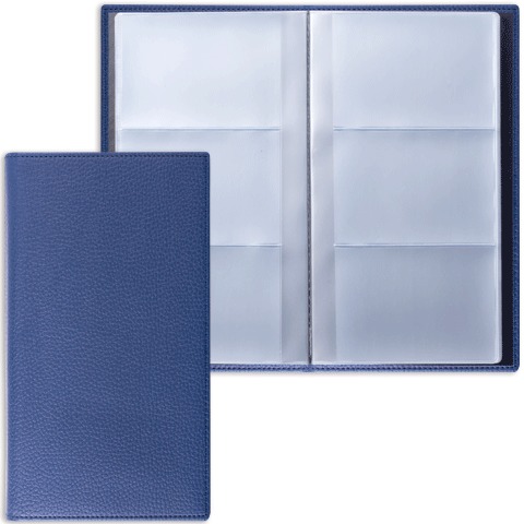 Визитница трехрядная BRAUBERG &quot;Favorite&quot;, под классическую кожу, на 144 визитки, темно-синяя, 231654