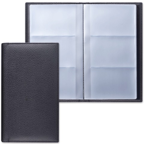 Визитница трехрядная BRAUBERG &quot;Favorite&quot;, под классическую кожу, на 144 визитки, черная, 231655