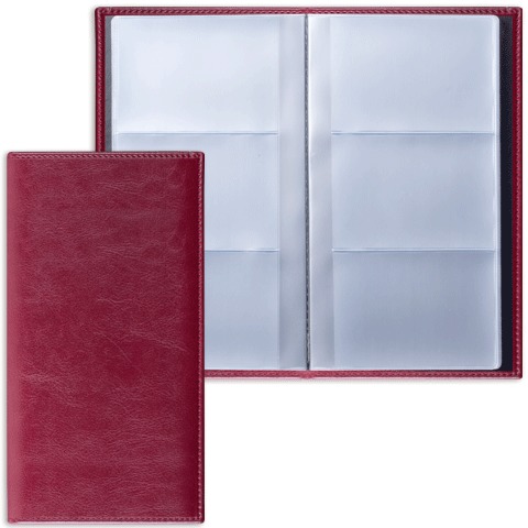 Визитница трехрядная BRAUBERG &quot;Imperial&quot;, под гладкую кожу, на 144 визитки, бордовая, 231662