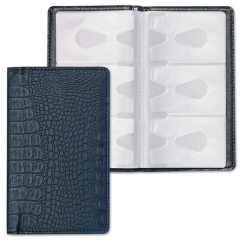 Визитница/кредитница трехрядная BRAUBERG &quot;Cayman&quot;, под крокодиловую кожу, на 96 визиток, черная, 231761