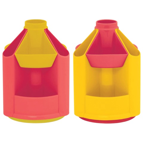 Подставка-органайзер СТАММ &quot;Mini Desk&quot;, вращающаяся, 107х107х140 мм, 10 отделений, лимоннный/малиновый, ОР91, 235814