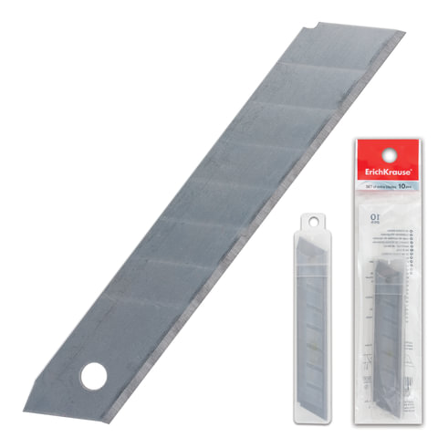 Лезвия для ножей 18 мм КОМПЛЕКТ 10 ШТ., толщина лезвия 0,5 мм, в пластиковом пенале, ERICH KRAUSE, 19274  235440