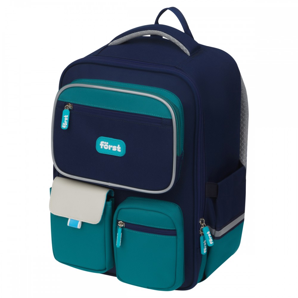 Ранец Först F-Style &quot;Blue&quot; 38*26,5*16 см, 1 отделение, 6 карманов, анатомическая спинка 366064 FT-RY-032404