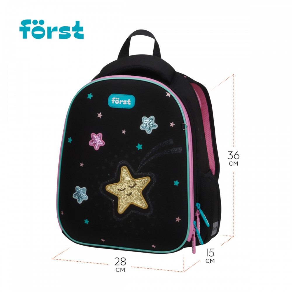 Ранец Först F-Top облегченный &quot;Stars&quot; 36*28*15см, 2 отделения, 2 кармана, анатомическая спинка 366066  FT-RY-012401
