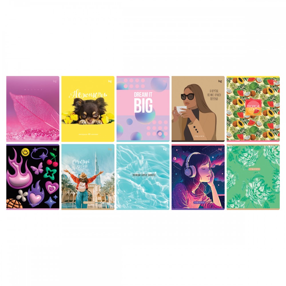 Тетрадь 48л., А5, клетка BG "Mix-10. Девочки", эконом 367453 Т5ск48 59401