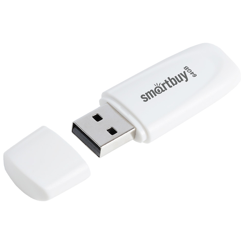 USB флэш-диск 64GB, USB 2.0 Flash Drive,белый Smart Buy &quot;Scout&quot; 350463