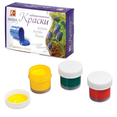 Краски акриловые художественные ЛУЧ, 6 цветов, по 15 мл, 22С 1408-08, 190934