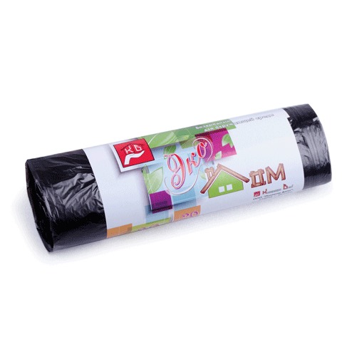 Мешки для мусора 30 л, комплект 20 шт., рулон, ПНД, 50х60 см, 6 мкм, черные, КБ &quot;Эко Дом&quot;, 2098/601348