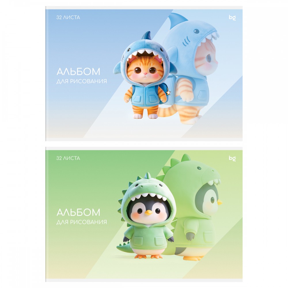 Альбом для рисования 32л., А4, на скрепке BG "Мультики", эконом 389055 АР4ск32 62625