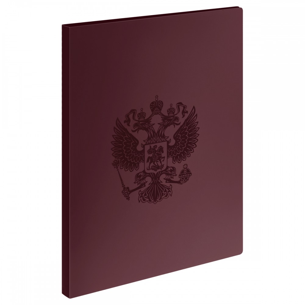 Папка на 2 кольцах СТАММ "Герб" А4, 25мм, 700мкм, пластик, гранат 380865  ММ-32148