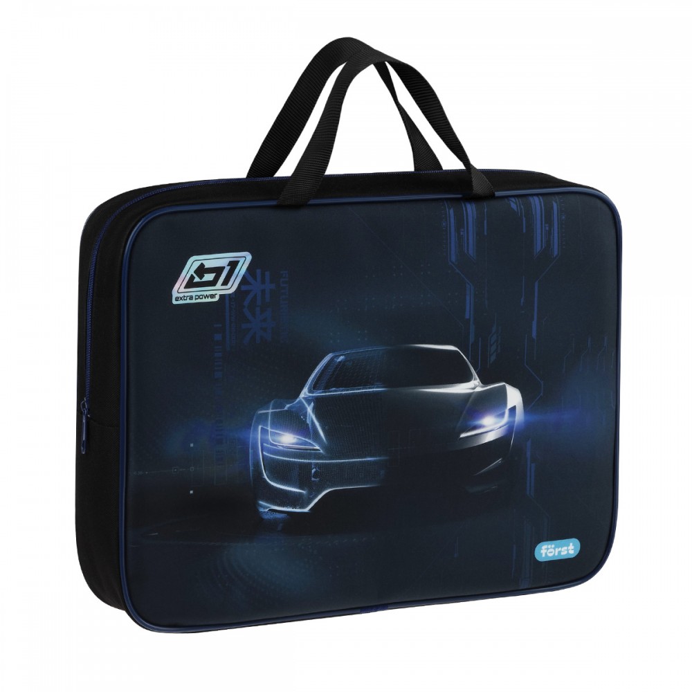 Папка текстильная с ручками 1 отделение, А4 Först &quot;Extra Power&quot;, 350*265*80мм, текстиль, на молнии 379303 FT-FB-A40517