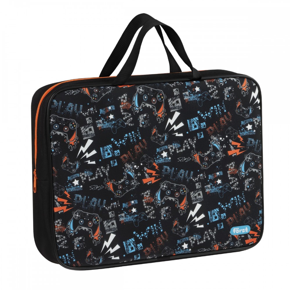 Папка текстильная с ручками 1 отделение, А4 Först &quot;Flawless Victory&quot;, 350*265*80мм, текстиль, на молнии 379301 FT-FB-A40526