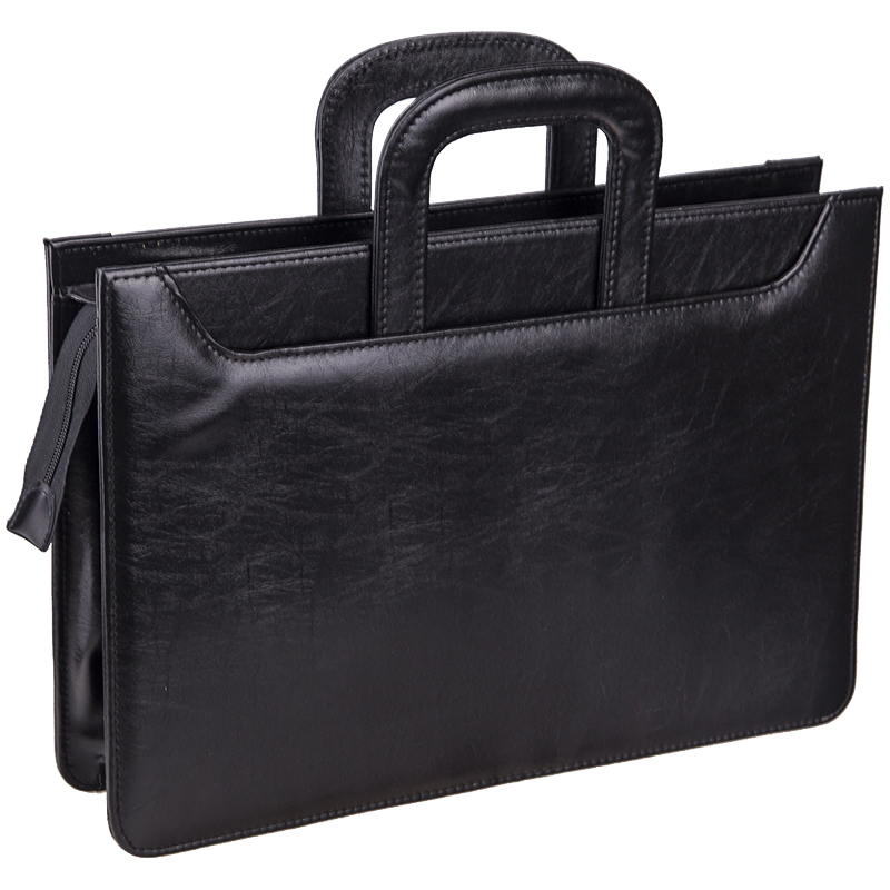 Портфель OfficeSpace &quot;Irena&quot;, кожзам, черный, 2 отделения, молния, задвиг. ручки ПаКЗ_586/162181