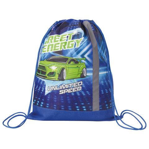 Сумка для обуви ЮНЛАНДИЯ, светоотражающая полоса, 46х36 см, &quot;Street energy&quot;, 270189