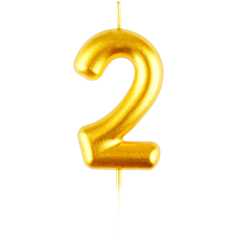 Свеча для торта с держателем MESHU &quot;Цифра 2&quot;, 6см, золотая, блистер 315787 MS_59914