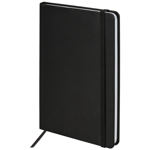 Блокнот А5 138x213 мм, BRAUBERG &quot;Basic&quot;, под кожу, 80 л., клетка, черный, 116227