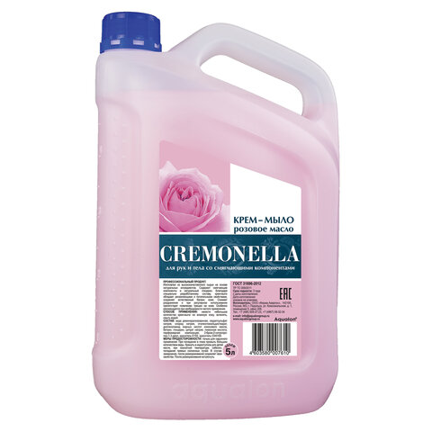 Мыло-крем жидкое 5 л CREMONELLA &quot;Розовое масло&quot;, ПРЕМИУМ, перламутровое, из натуральных компонентов, 102219 605719