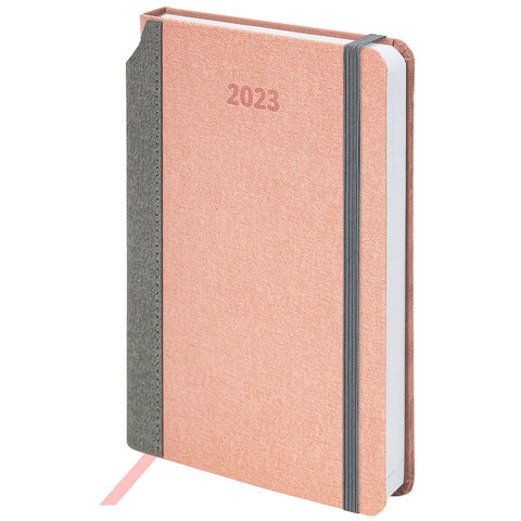 Ежедневник датированный 2023 А5 138x213 мм BRAUBERG &quot;Mosaic&quot;, под кожу, розовый, 114084