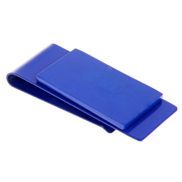 Зажим для денег металл Прямоугольник синий 122599