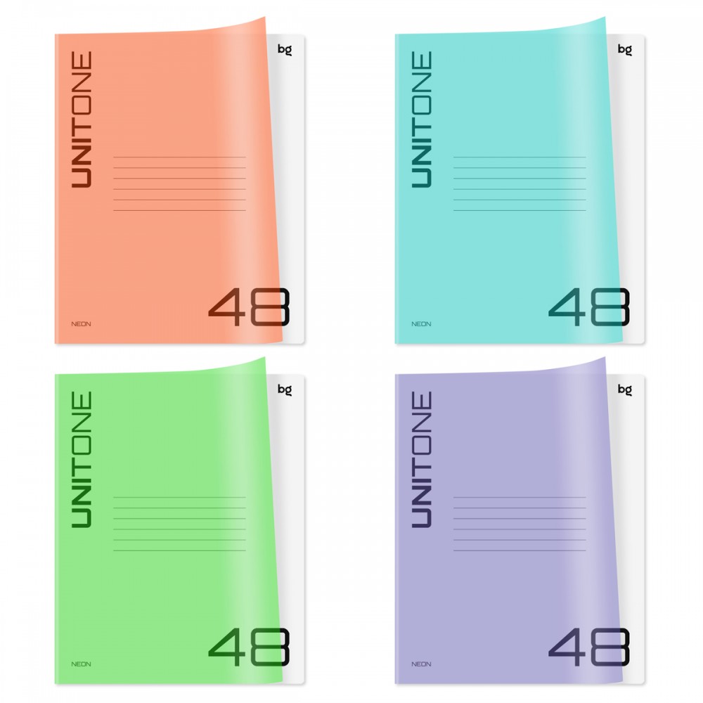 Тетрадь 48л., клетка BG &quot;UniTone. Mix&quot;, пластиковая обложка 379003 Т5ск48_пл 08811
