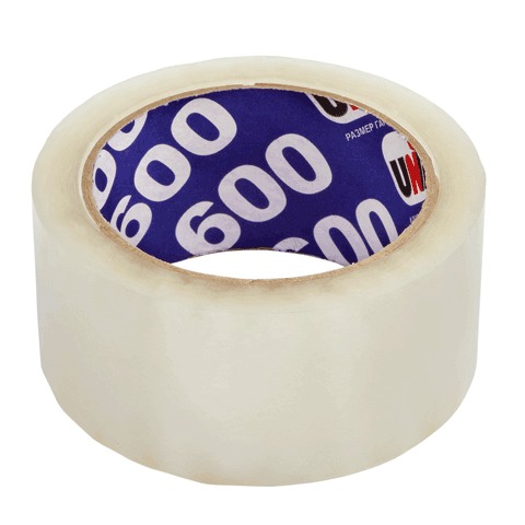 Скотч (клейкая лента) 48 мм х 66 м, упаковочная  прозрачная, 45 мкм, UNIBOB 600, 29341/220684