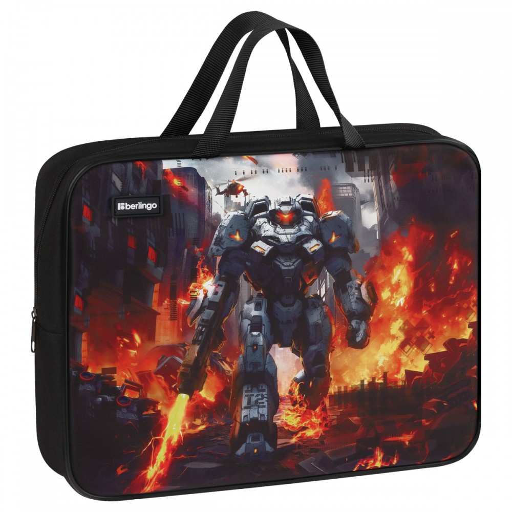 Папка текстильная с ручками 1 отделение, А4 Berlingo &quot;Be Kind!&quot;, 350*265*80мм, текстиль, на молнии 379326 BR-FB-0514