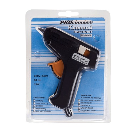 Пистолет клеевой малый 15W Proconnect 12-0102 (стержни d=7мм) 327485