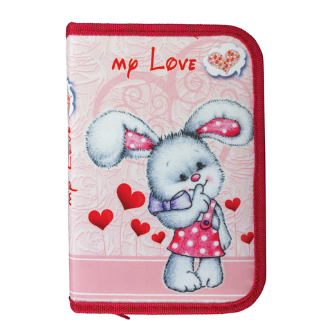 Пенал 1 отделение, откидная планка, для учениц начальной школы, &quot;Зайка&quot;, 19х13 см, ПН-4702 104404