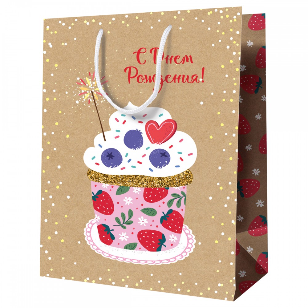 Пакет подарочный 26*32*12см MESHU &quot;Большой торт&quot;, крафт 354848  MS_52267