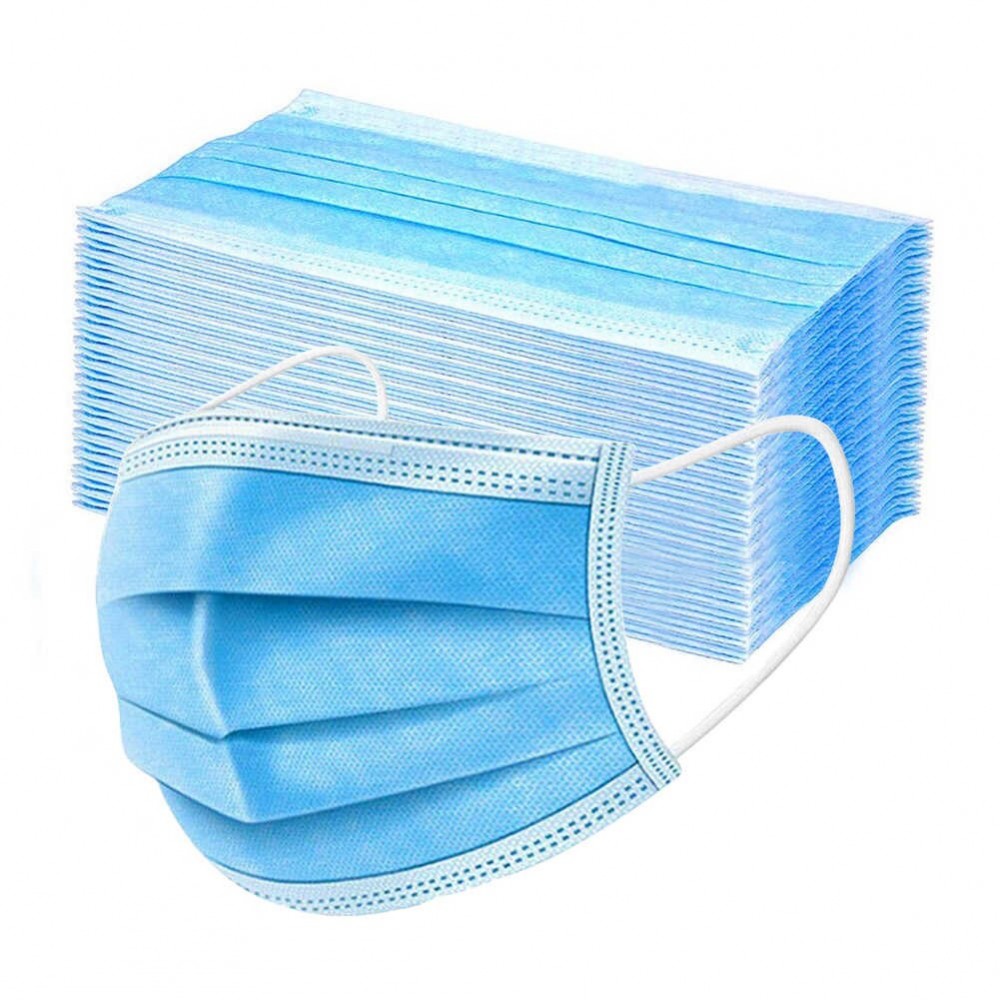 Маски одноразовые медицинские 3-х слойные голубые