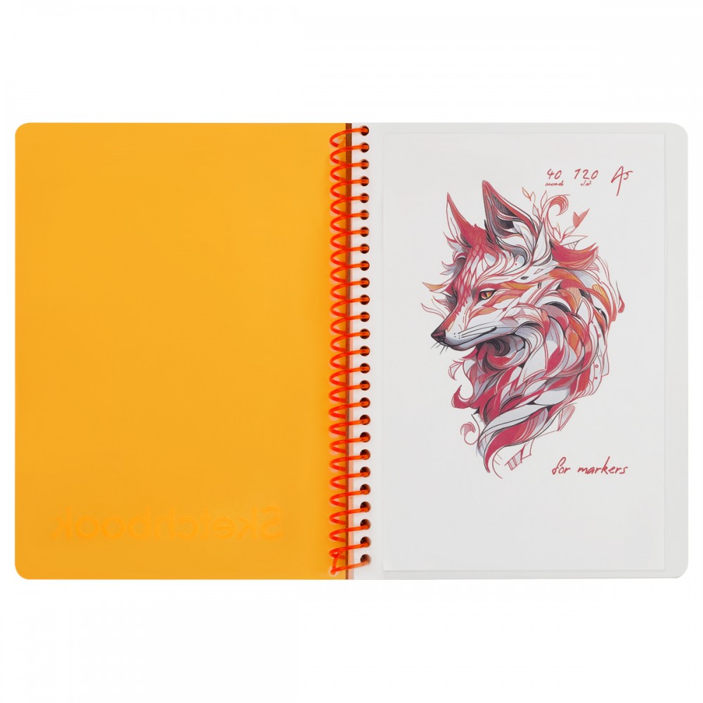 Скетчбук 40л., А5 на гребне BG &quot;Neon. Orange&quot;, маркерная бумага 120г/м2 367342 СА540гр_59316