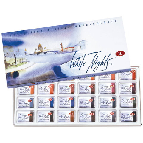Краски акварельные художественные &quot;Белые ночи&quot;, 24 цвета, кювета 2,5 мл, картонная коробка, 1941061 190968