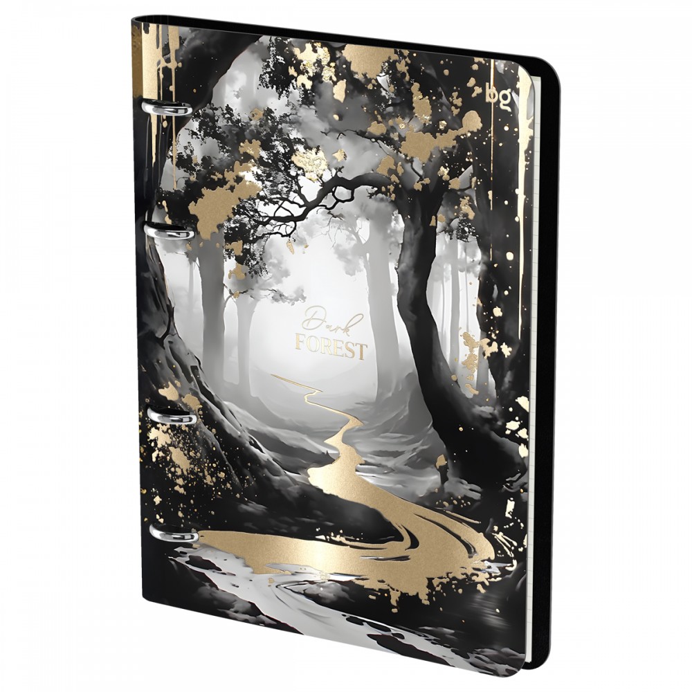 Тетрадь на кольцах А5, 120л., кожзам, BG "Dark forest", иск. кожа, тиснение фольгой 367489 N5r120 59507