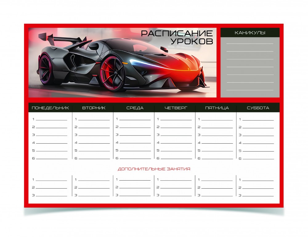 Расписание уроков &quot;пиши-стирай&quot; А3 Schoolformat ДРАЙВ мелованный картон РУА3ПС-ДР 246972