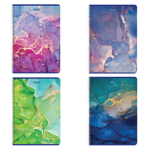 Тетрадь А4, 96 л., BRAUBERG, гребень, клетка, матовая ламинация, &quot;Marble&quot;, 404063