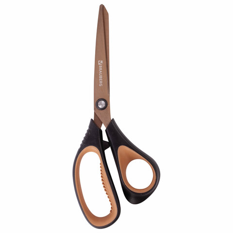 Ножницы 210 мм, BRAUBERG &quot;Heavy Duty&quot;, суперпрочные, титановое покрытие, 2-х сторонняя заточка, блистер, 236790