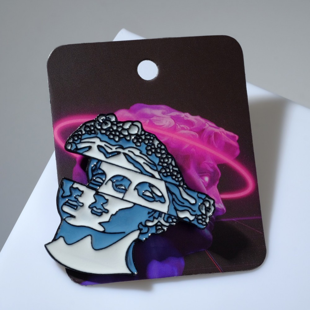 Значок &quot;Давид&quot;, цвет бело-голубой в чёрном металле  7428428