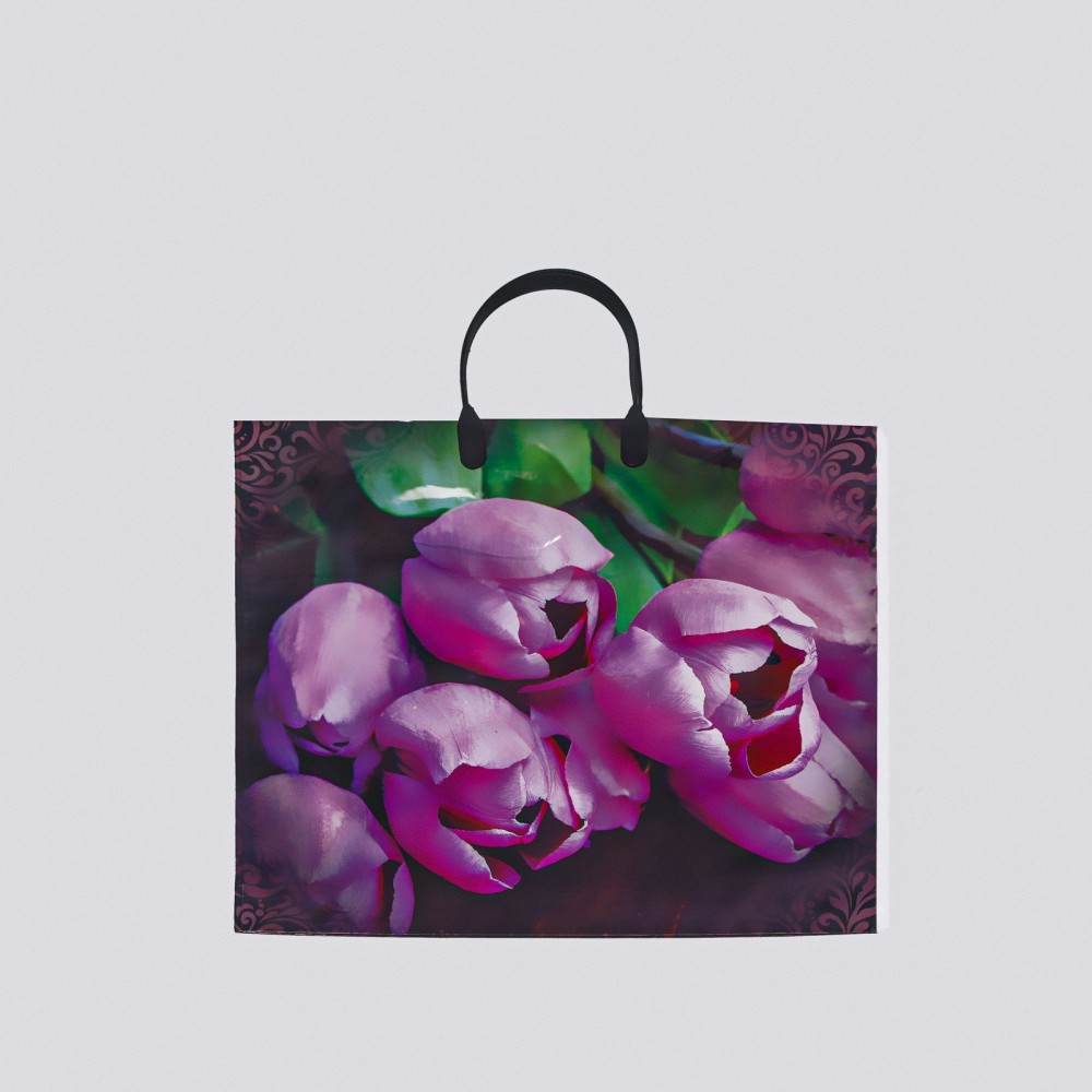 Пакет &quot;Дивные тюльпаны&quot;, глянец полиэтиленовый с пластиковой ручкой, 38 х 35 см, 100 мкм  7437151