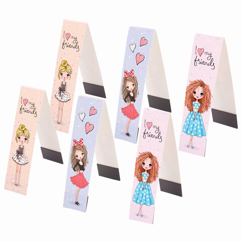 Закладки для книг с магнитом FASHION GIRLS,  блестки, 25x196 мм, ЮНЛАНДИЯ, 113443