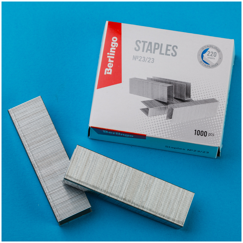 Скобы для степлера №23/23 Berlingo, оцинкованные, 1000шт  182095  DSk_23230