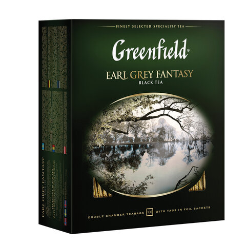 Чай GREENFIELD (Гринфилд) &quot;Earl Grey Fantasy&quot;, черный с бергамотом, 100 пакетиков в конвертах по 2 г, 0584-0