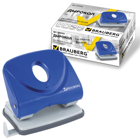 Дырокол 25 листов, синий, BRAUBERG &quot;Original&quot;, 222543
