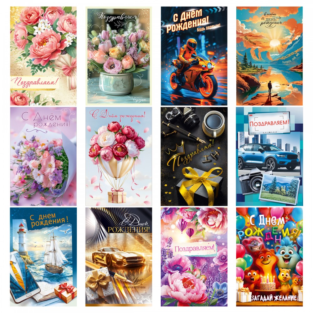 Открытка Горчаков ГК &quot;Ассорти №15&quot;, 122*182мм, 12 дизайнов 384147 10000517