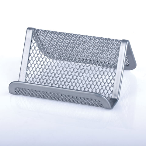 Подставка для визиток настольная BRAUBERG &quot;Germanium&quot;, металлическая, серебристая, 231943