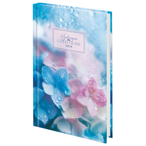 Ежедневник датированный 2026 145х215 мм, А5, STAFF, ламинированная обложка, &quot;Гортензия&quot;, 117321